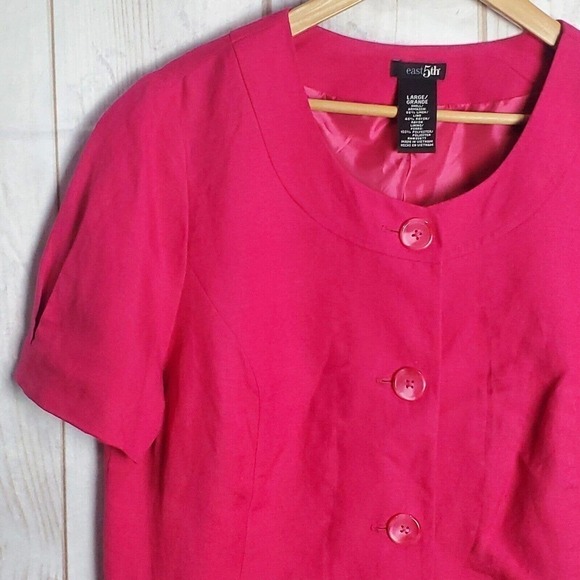 NWT Y2K East 5th Linen Blend Pink Button Up Light Jacket Blazer Size Large - Picture 2 of 9